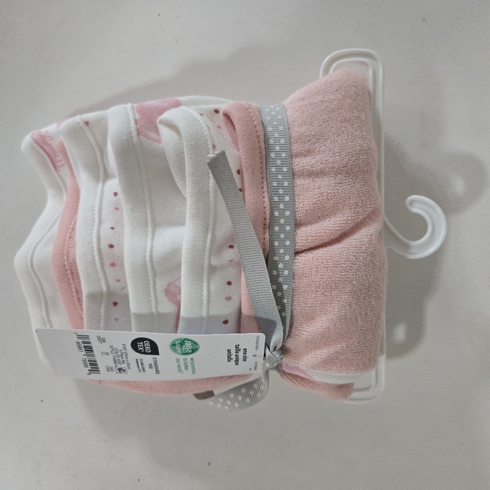 Carter's 6 Pack Pink Wash Cloths Baby Girl Gift Set NWT Sheep Polka Dots